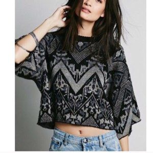Free People- Crop Aztec sweater shirt